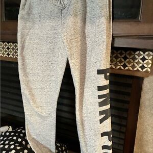 PINK Victoria's Secret Heather Gray Jogger Sweatpants with Side Logo